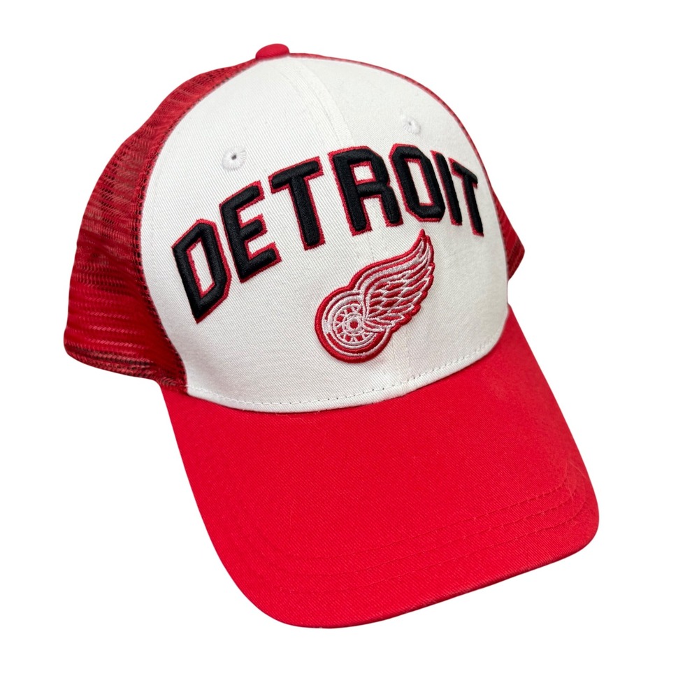 Starter‎ Detroit Red Wings Trucker Hat Mesh Cap Red White NHL Hockey